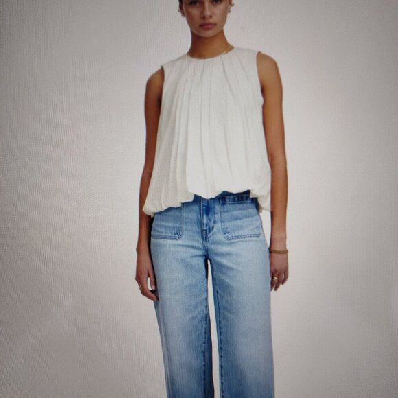 Madewell Tops - Ladies SZ S Madewell White Sleeveless Bubble Hem Top